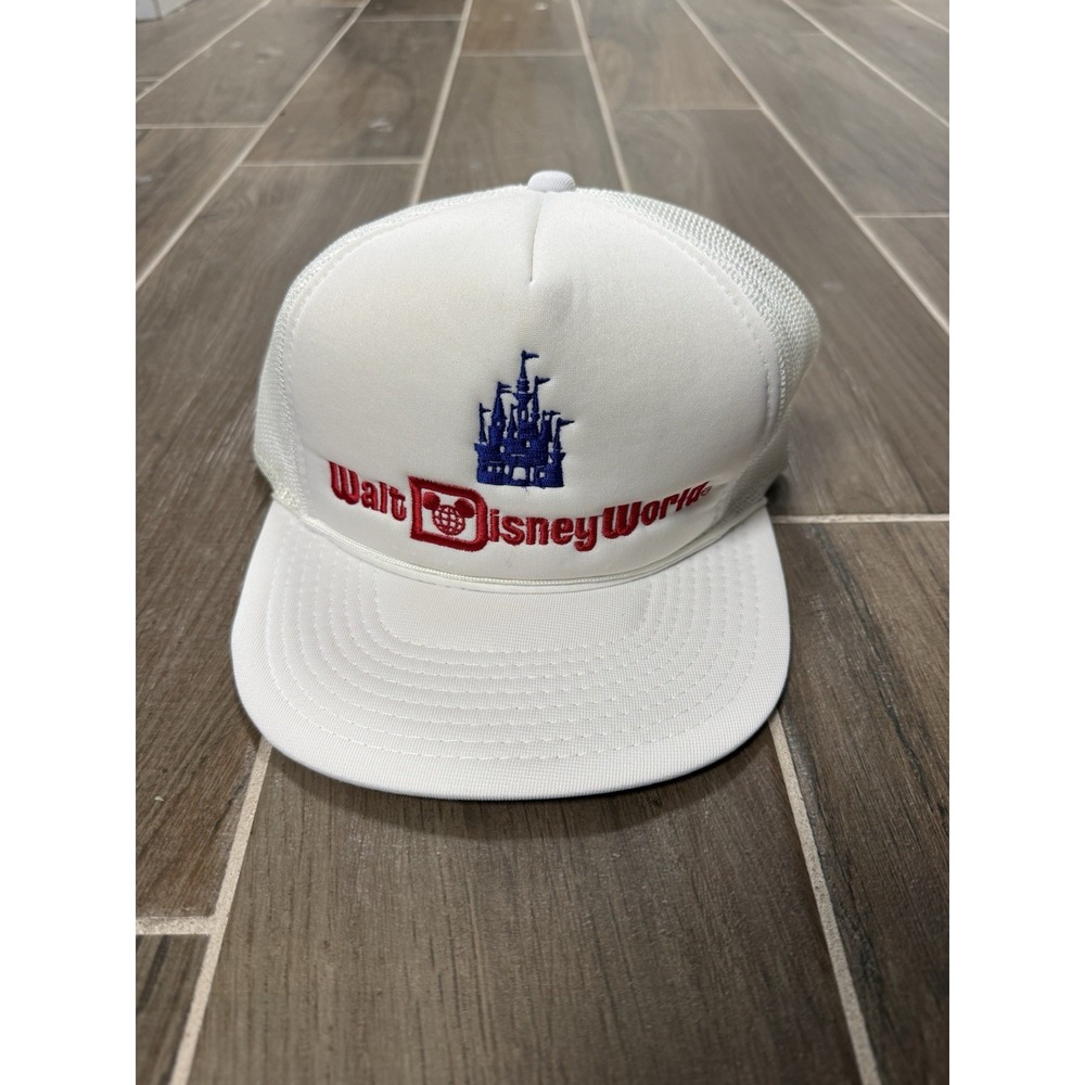 Vintage Walt Disney World 1980's Mesh Trucker Snapback Hat Cap Adjustable White
